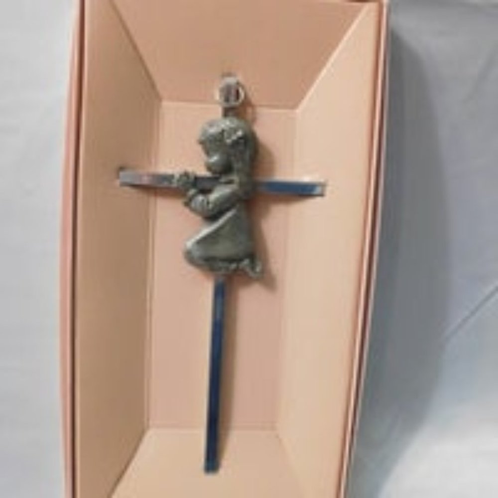 Praying Girl Metal Crucifix Wall Cross